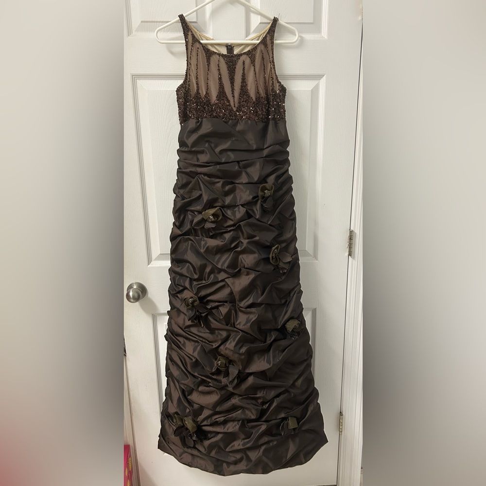 Jovani Elegant Brown Sleeveless Evening Gown SZ 8